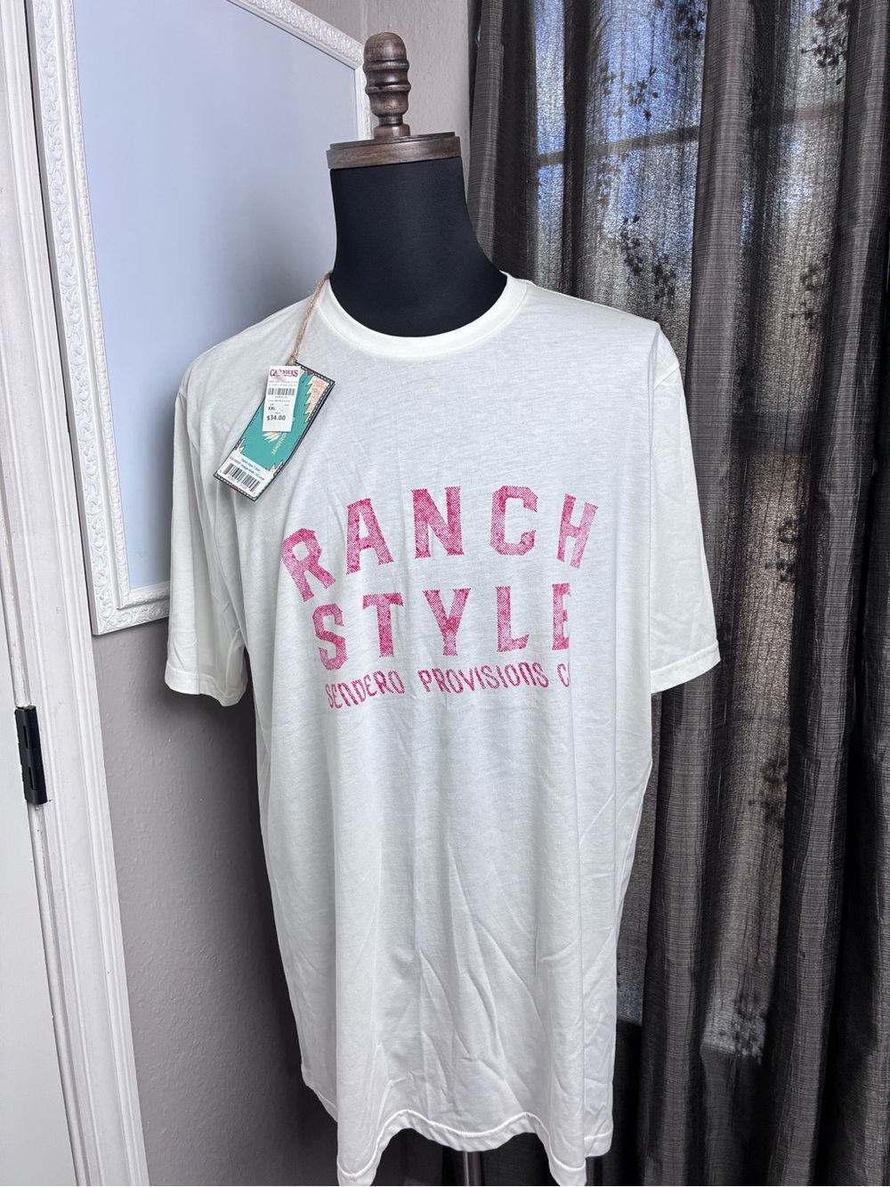 Sendero Provisions Co Ranch Style Graphic Tee - Cream with Red Print XXL
